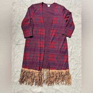 Ariat Cardigan with Fringe and Southwestern Print- size small